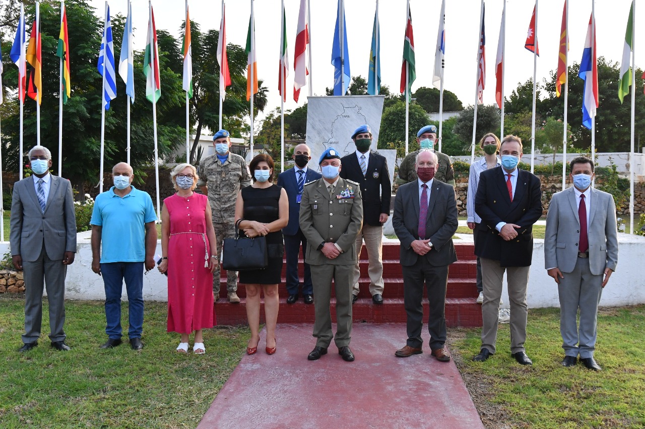 Professor Peter Stone (third from right) in Lebanon with members of UNFIL to sign a Memorandum of Understanding. Photograph by UNFIL and taken following Lebanese COVID-19 safety measures.  